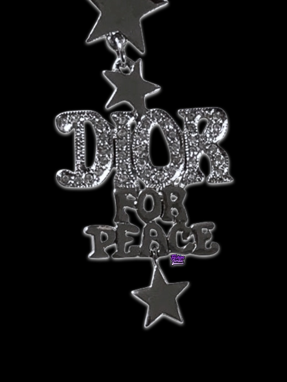 Vintage Christian Dior 70’s Silver Diamanté Crystal Dior For Peace Logo Earrings - Picture 13 of 17